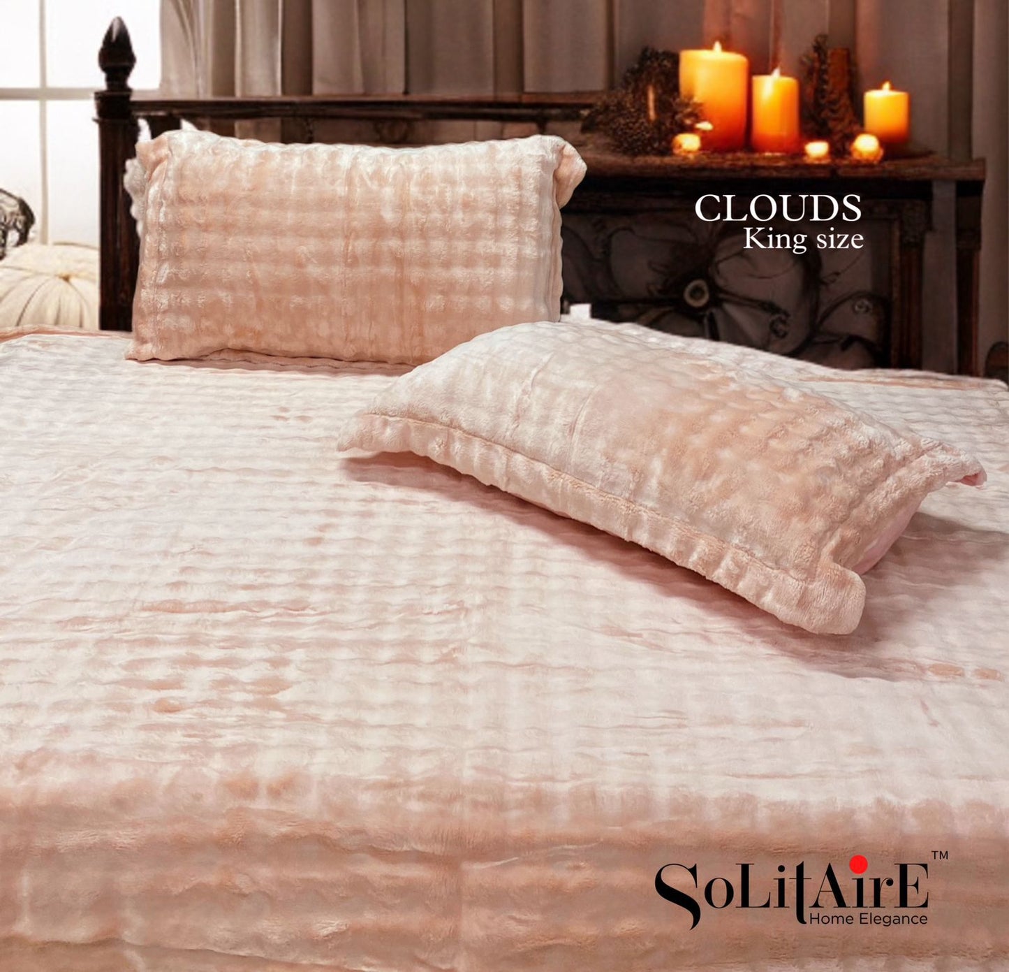 Clouds Fitted King-Size Bed Set Italian Cashmere Feel – Super-Soft Warm  Skin-Friendly