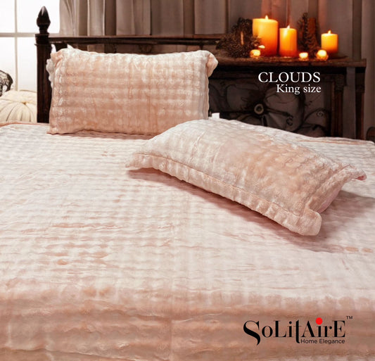 Clouds Fitted King-Size Bed Set Italian Cashmere Feel – Super-Soft Warm  Skin-Friendly