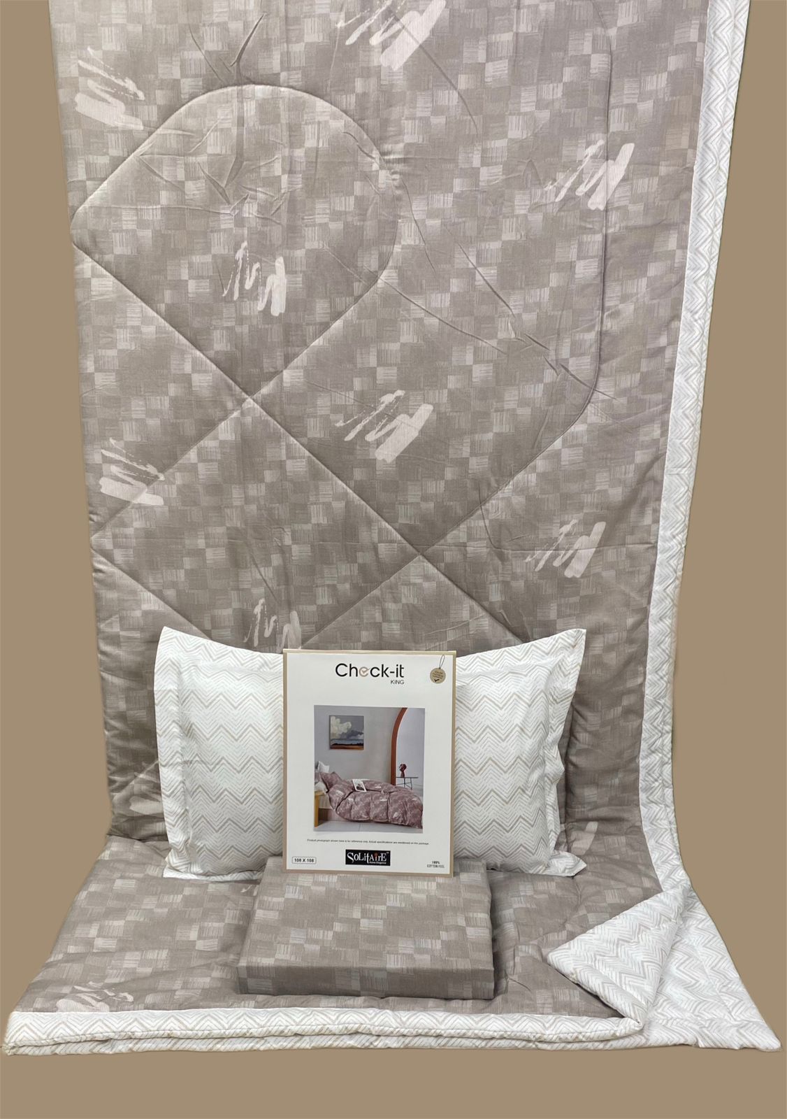 Check It King Size Comforter Set – 4 Piece Reversible Bedding