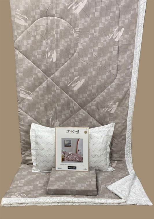 Check It King Size Comforter Set – 4 Piece Reversible Bedding