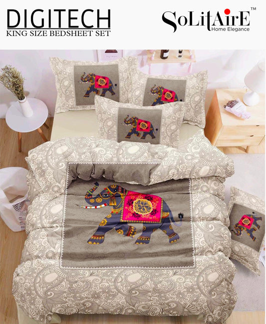 Panel Print Digitech King Size Jointless Bedsheet