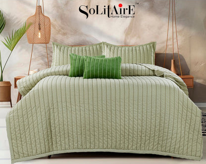 ✨ Solitaire King Size Embroidered Quilted Bedcover Set – 5 Pc | Luxury Bedcover + Pillow Covers + Cushions with Filler