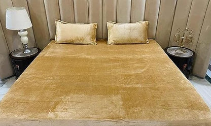 PLEASURE FITTED King-size Warm Winter Fitted Bedsheet (Sand Grey)