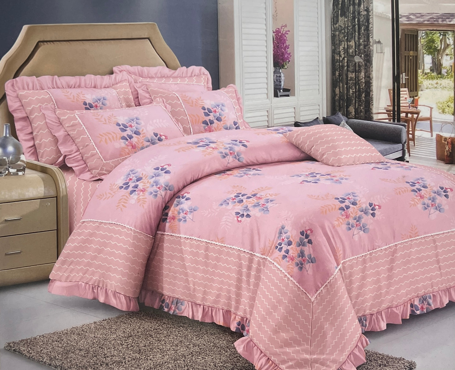 FORBED KING Bedsheet (with Frill Pillows)