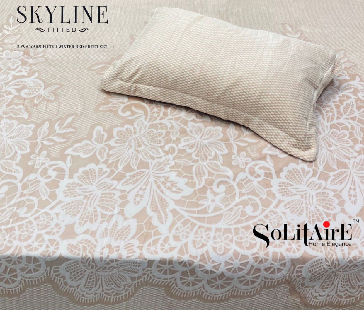 Skyline Fitted King-Size Bed Set Italian Cashmere Feel – Super-Soft, Warm & Skin-Friendly