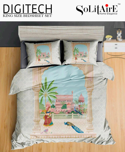 Panel Print Digitech King Size Jointless Bedsheet