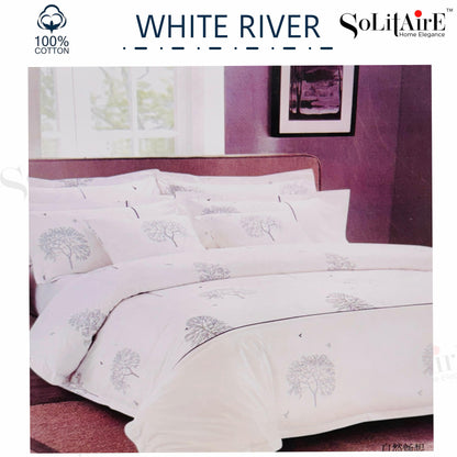 ✨ Solitaire White River King Size Comforter Set – 4 Pc | 100% Cotton | Reversible AC Quilt + Bedsheet + Pillow Covers