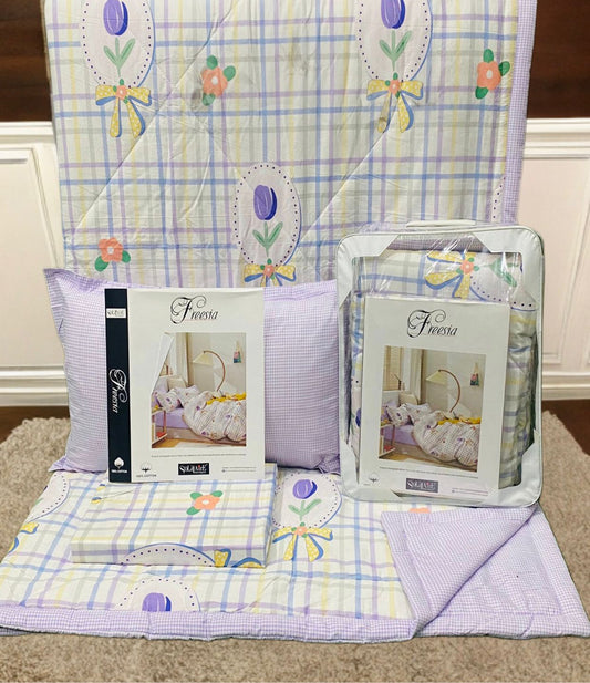 Freesia 100% Cotton 4-Piece A/C Comforter Set – Double/Queen Beds Size