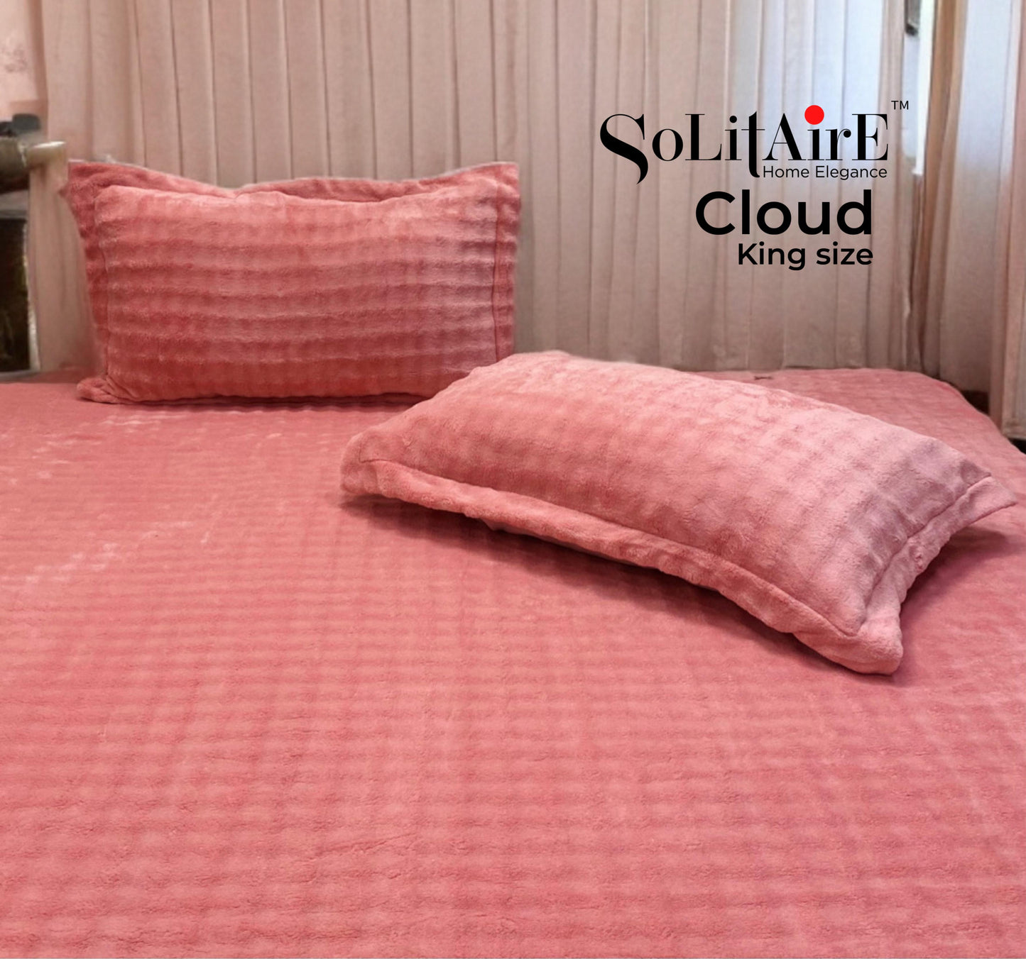 Clouds Fitted King-Size Bed Set Italian Cashmere Feel – Super-Soft Warm Skin-Friendly