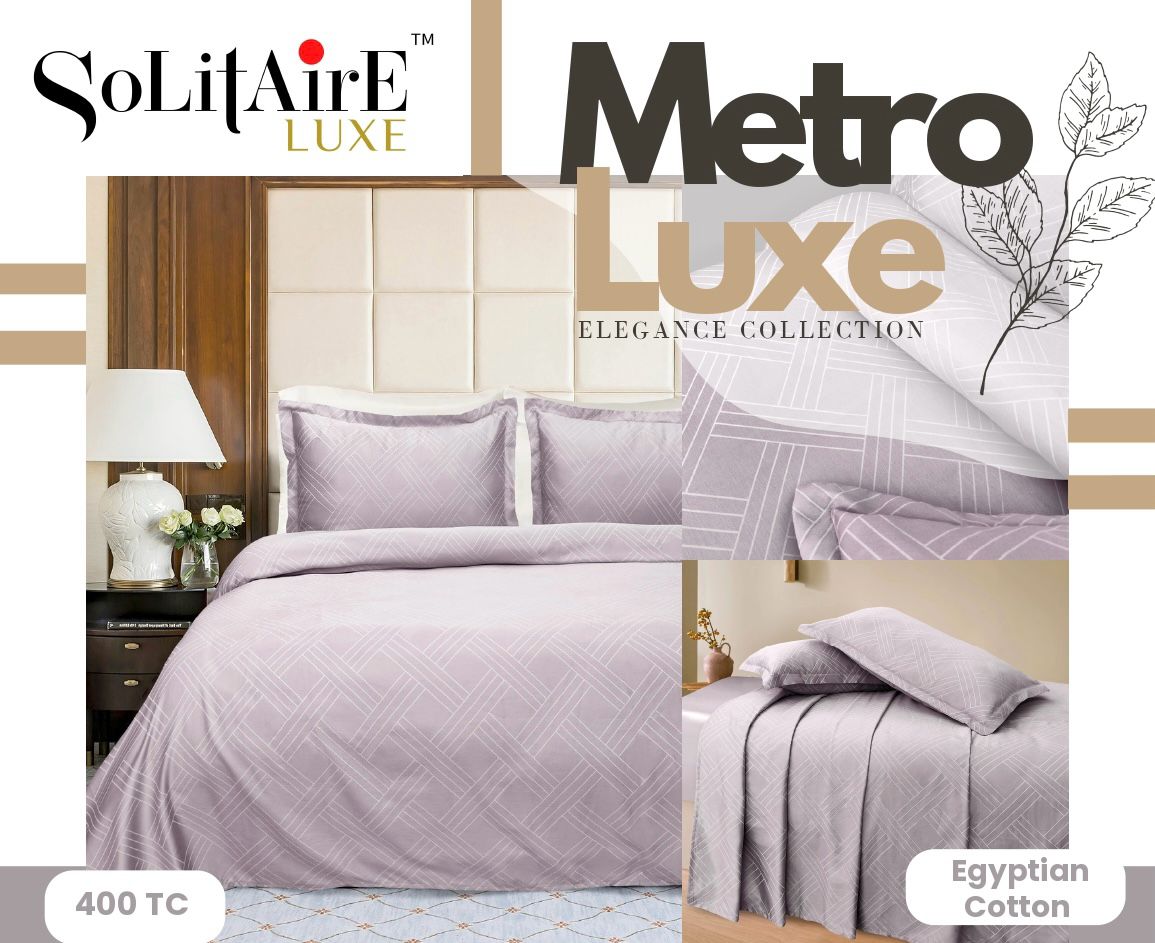 Metro Luxe Jacquard King-Size 400 TC Egyptian Cotton Bedsheet Set