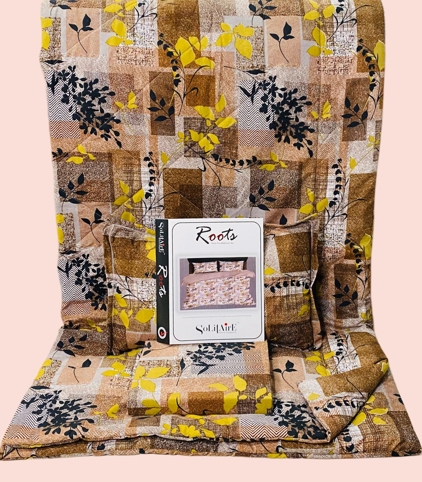 Roots Heavy Glazed Cotton Comforter Set - 4 Piece Bed In A Bag (90x100 Inches) - Reversible