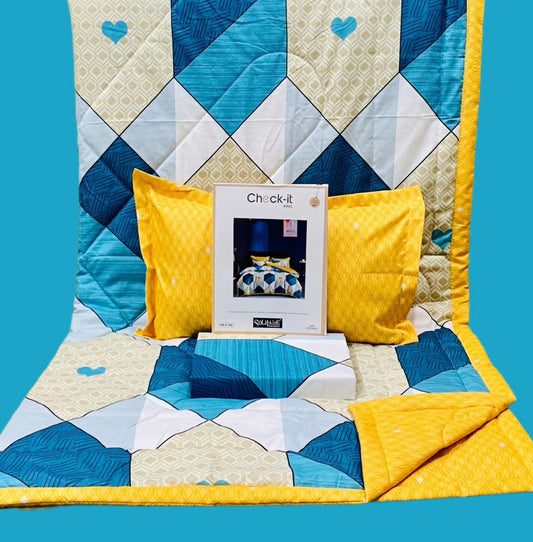 Check It King Size Comforter Set – 4 Piece Reversible Bedding