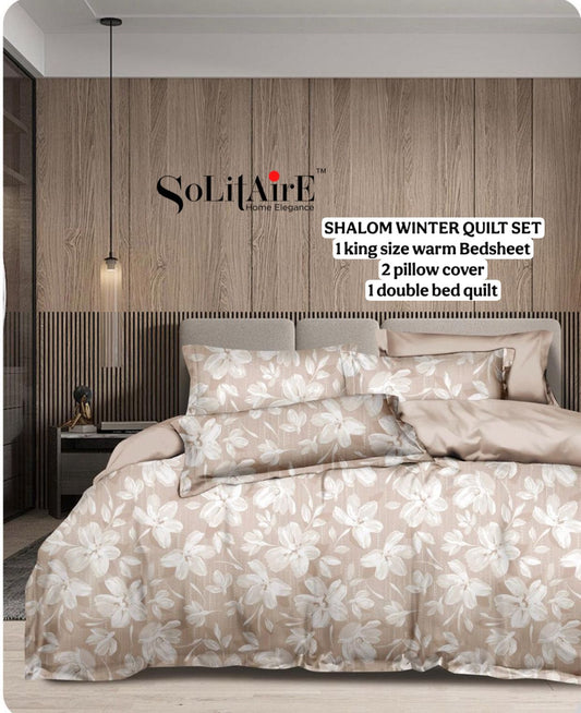 Shalom Warm King Size Bed In A Bag – Ultra Soft Cashmere Winter Quilt Set