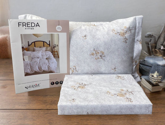 Freda Fitted Glazed Cotton King Bedsheet with 2 Pillow Covers