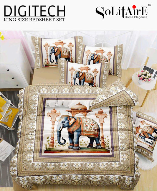 Panel Print Digitech King Size Jointless Bedsheet