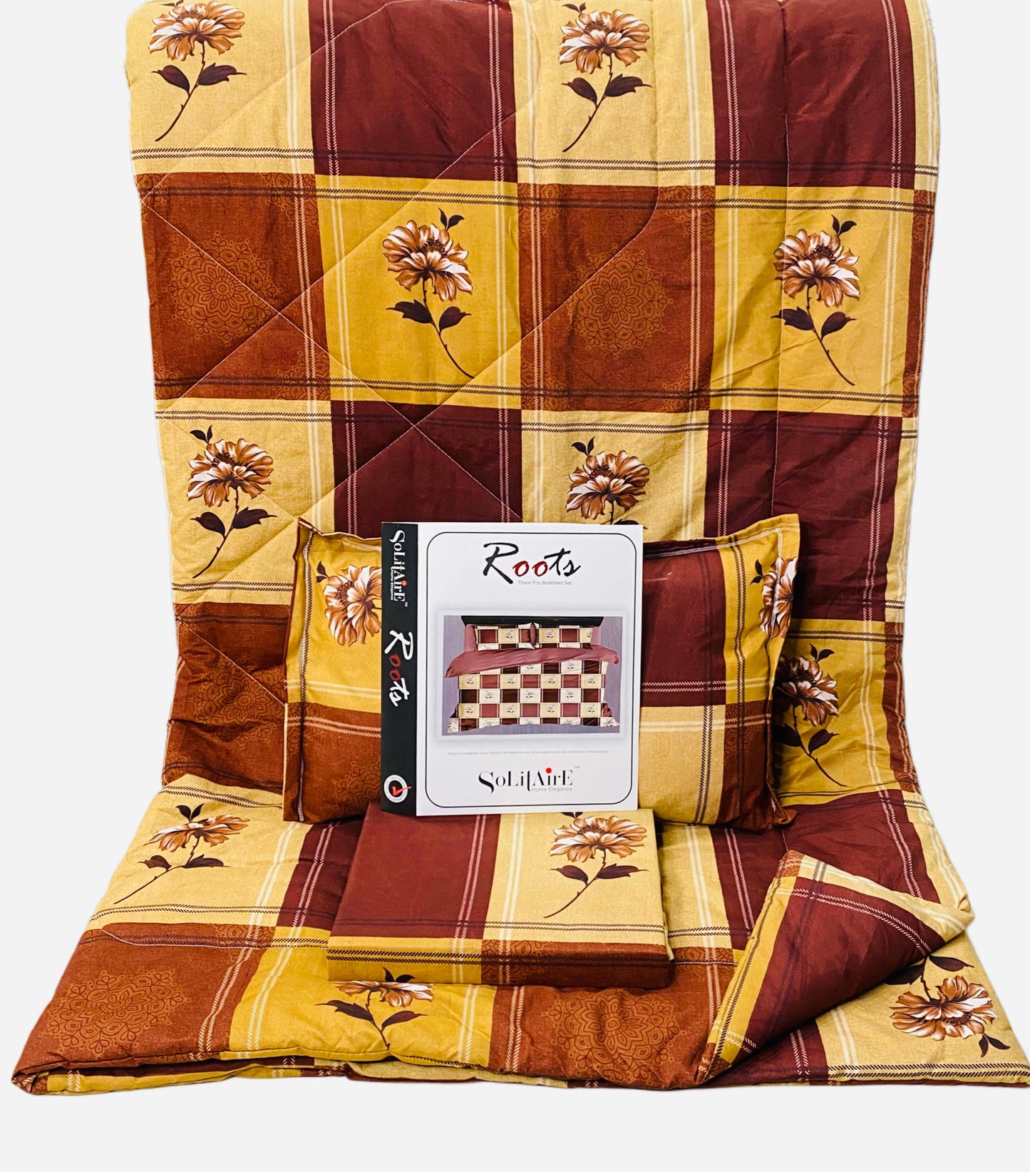 Roots Heavy Glazed Cotton Comforter Set - 4 Piece Bed In A Bag (90x100 Inches) - Reversible