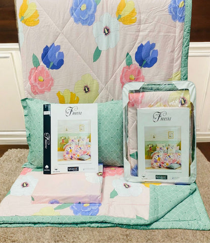 Freesia 100% Cotton 4-Piece A/C Comforter Set – Double/Queen Beds Size