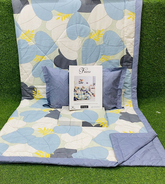 Freesia 100% Cotton 4-Piece A/C Comforter Set – Double/Queen Beds Size