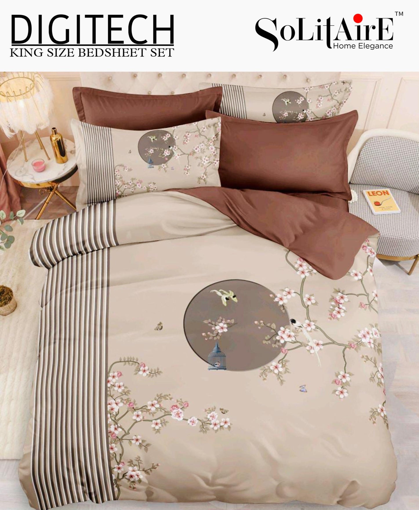 Panel Print Digitech King Size Jointless Bedsheet