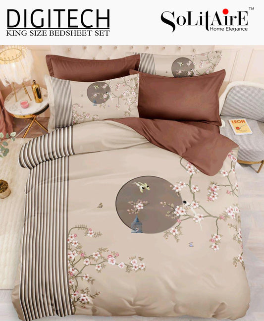 Panel Print Digitech King Size Jointless Bedsheet