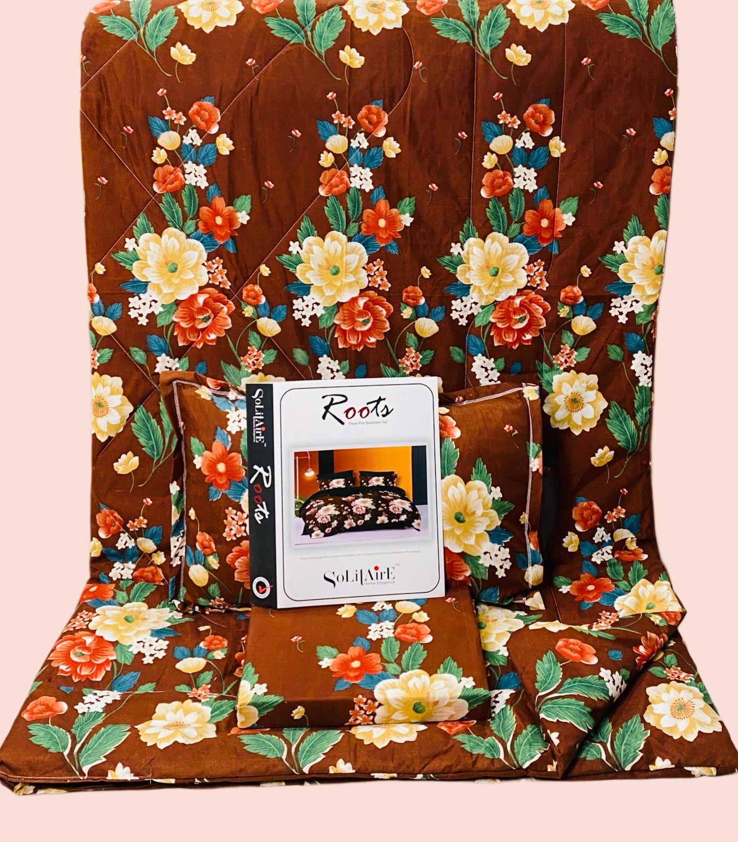 Roots Heavy Glazed Cotton Comforter Set - 4 Piece Bed In A Bag (90x100 Inches) - Reversible