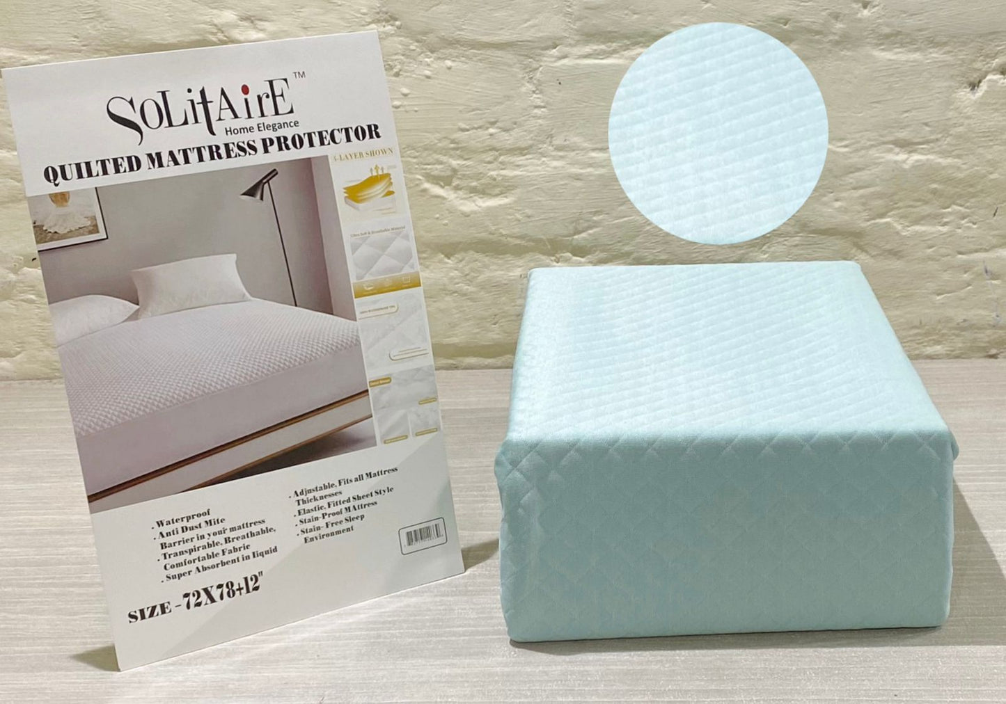 Waterproof Quilted Mattress Protector King Size with Elastic all around (Turquoise Blue)