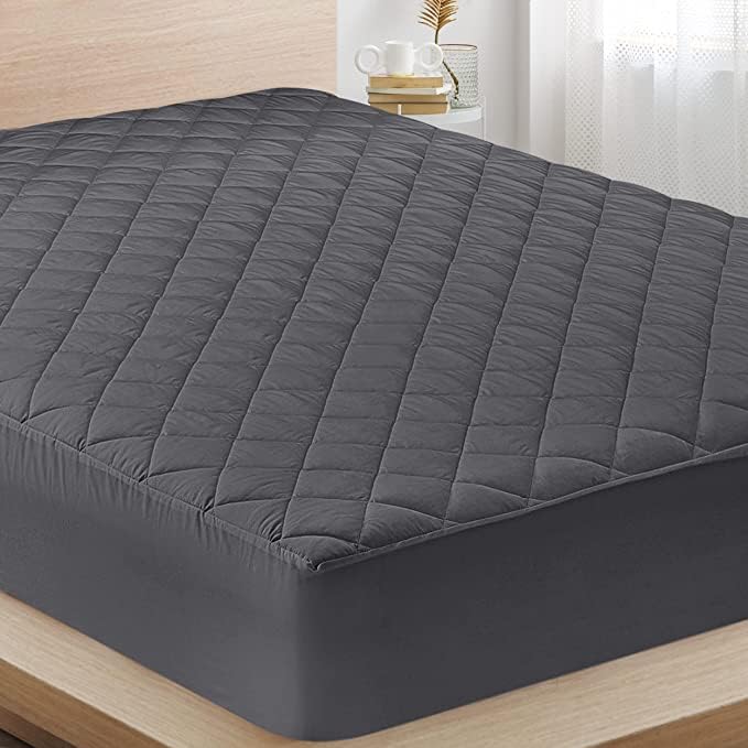 Waterproof Quilted Mattress Protector King Size with Elastic all around (Grey)