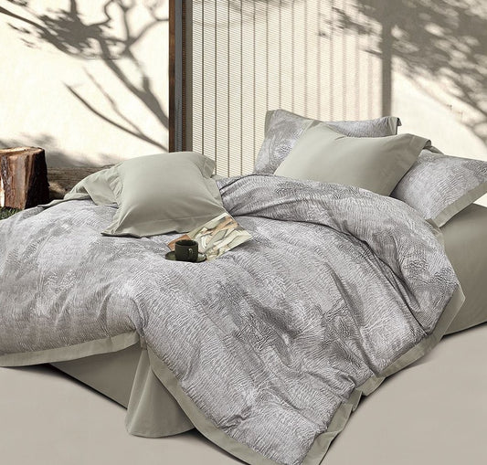 Grey Textured King Size Bedsheet Set Organic Cotton