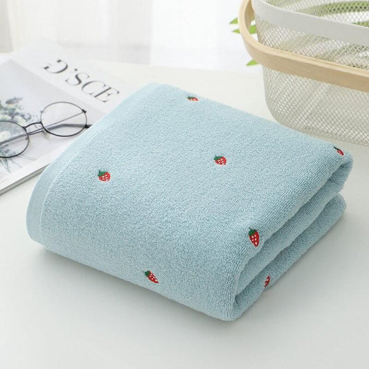 STRAWBERRY BATH & HAND TOWELS (Blue)