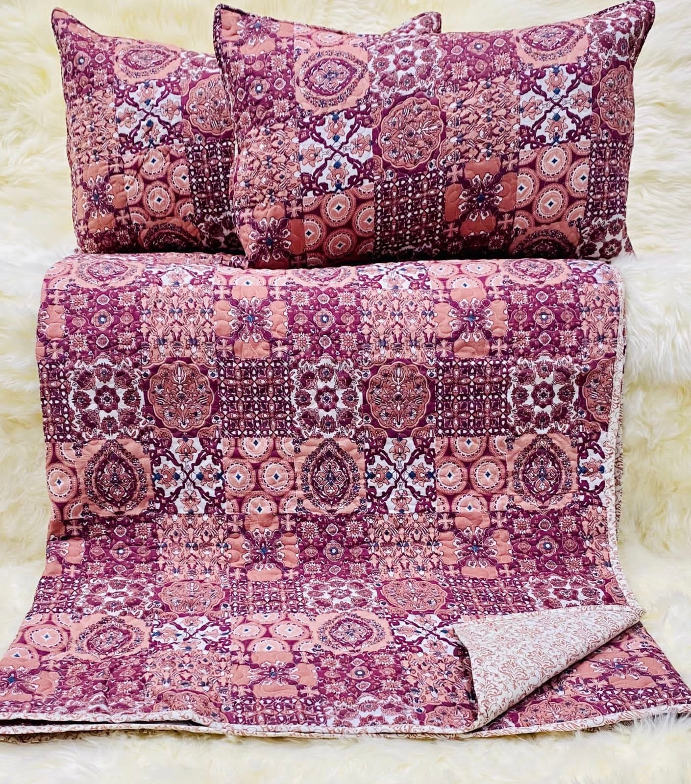 ROMANZ BEDCOVER (Reversible + Quilted)