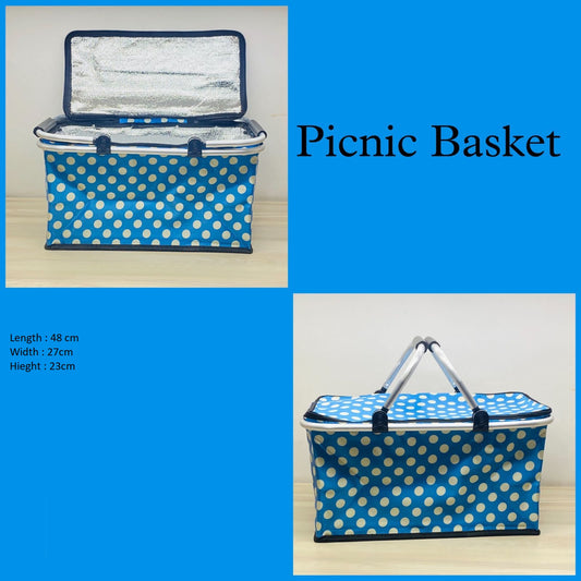 Insulated Travel Basket - Picnic Basket (Blue)