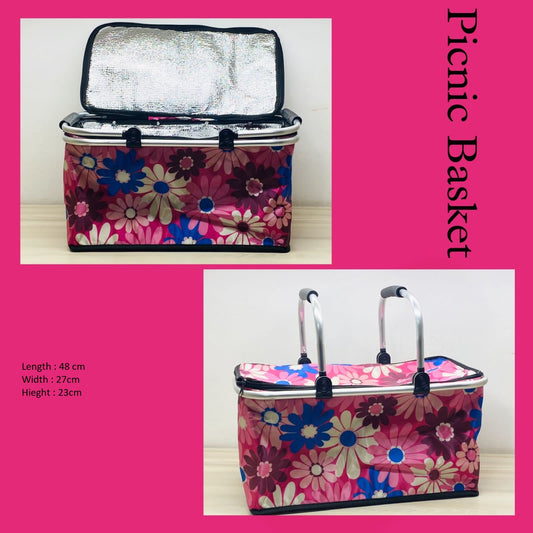 Insulated Travel Basket - Picnic Basket (Floral)