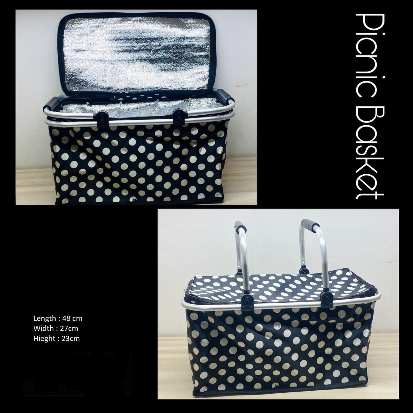 Insulated Picnic Basket (Black)