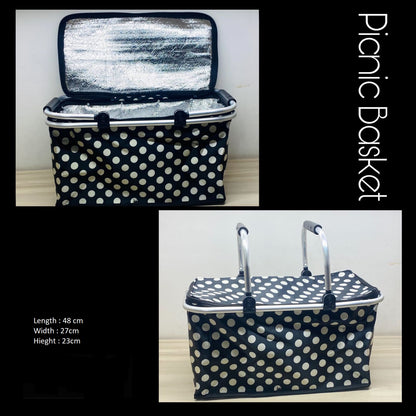 Insulated Travel Basket - Picnic Basket (Black)