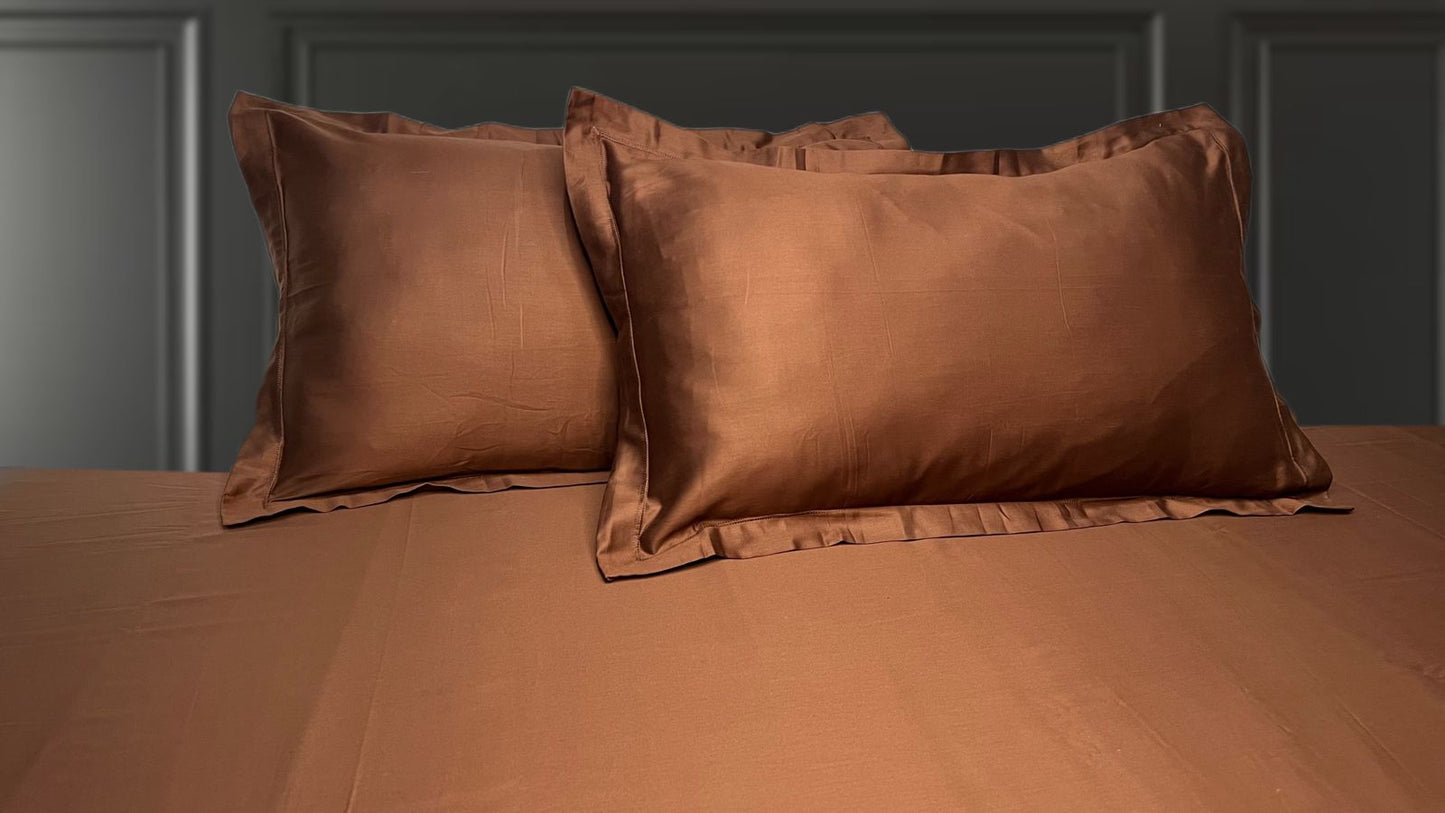 BLISS 300 Thread Count Cotton Bedsheet (Brown)
