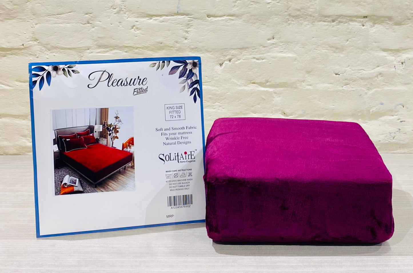 PLEASURE FITTED King-size Warm Winter Fitted Bedsheet (Wine)