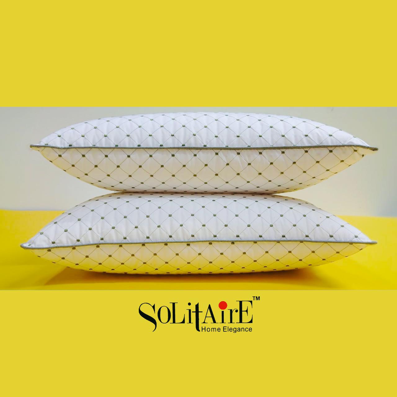 ✨ Solitaire Bliss Cotton Embroidered Pillow Pair – Ultra Soft, Fancy Edges, 100% Cotton (2 Pieces) ✨