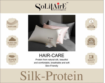 ✨ Silk Protein Super Soft Pillow Pair (2 Pc) | 100% Organic | Vegan, Hypoallergenic & Skin-Friendly Luxury