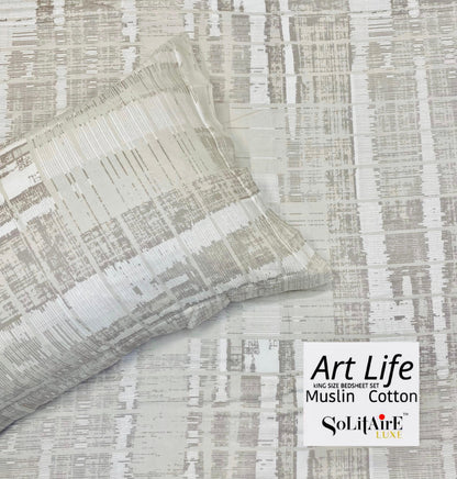 ART-LIFE 100% Muslin Cotton King-Size Bedsheet Set
