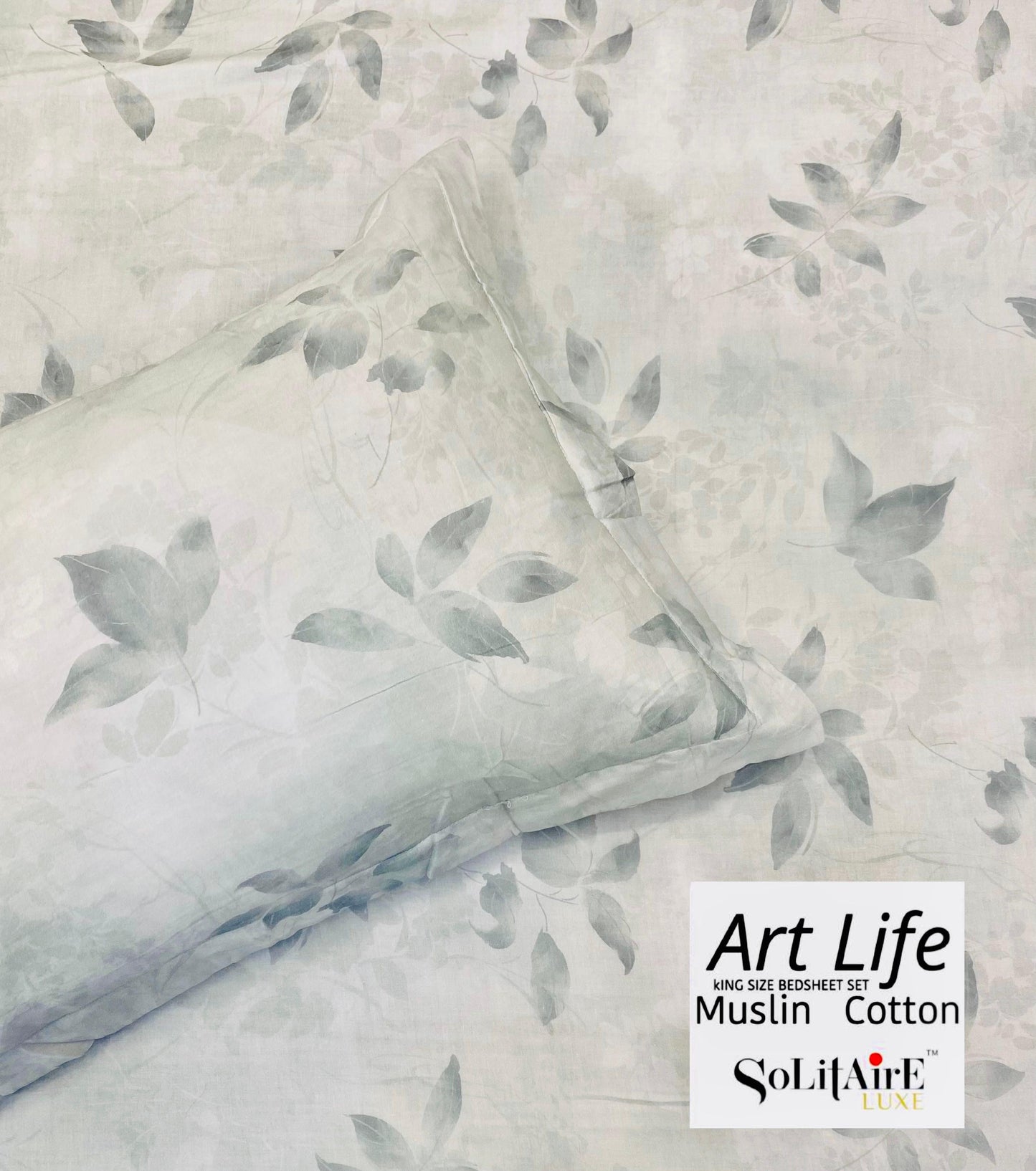 🌿 Art-Life 100% Organic Muslin Cotton King Size Bedsheet Set