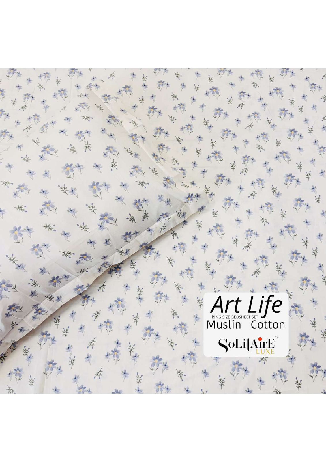 🌿 Art-Life 100% Organic Muslin Cotton King Size Bedsheet Set