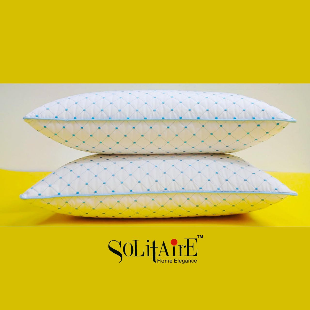 ✨ Solitaire Bliss Cotton Embroidered Pillow Pair – Ultra Soft, Fancy Edges, 100% Cotton (2 Pieces) ✨