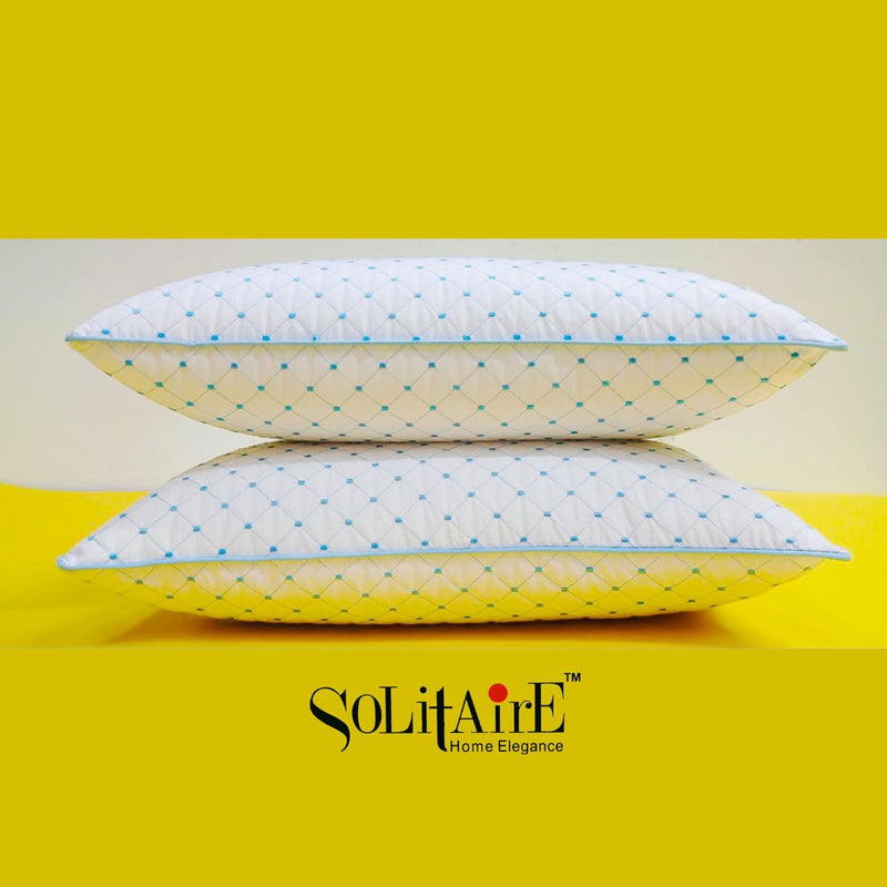 ✨ Solitaire Bliss Cotton Embroidered Pillow Pair – Ultra Soft, Fancy Edges, 100% Cotton (2 Pieces) ✨
