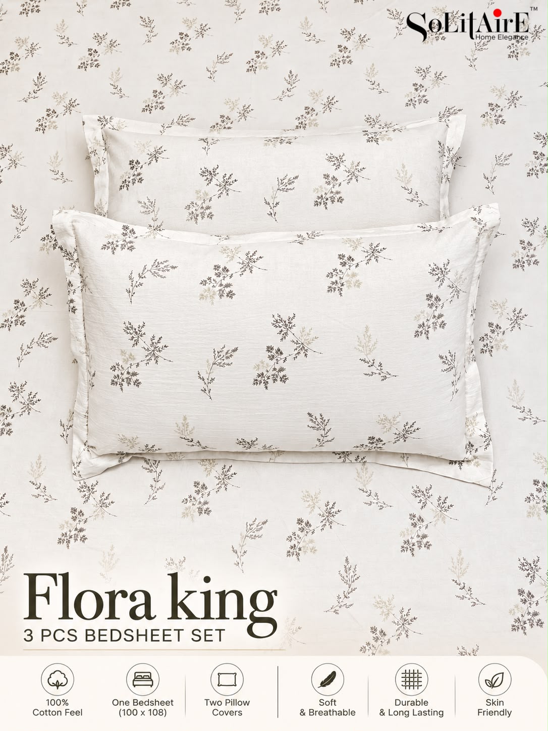 FLORA KING – 3 PCS BEDSHEET SET