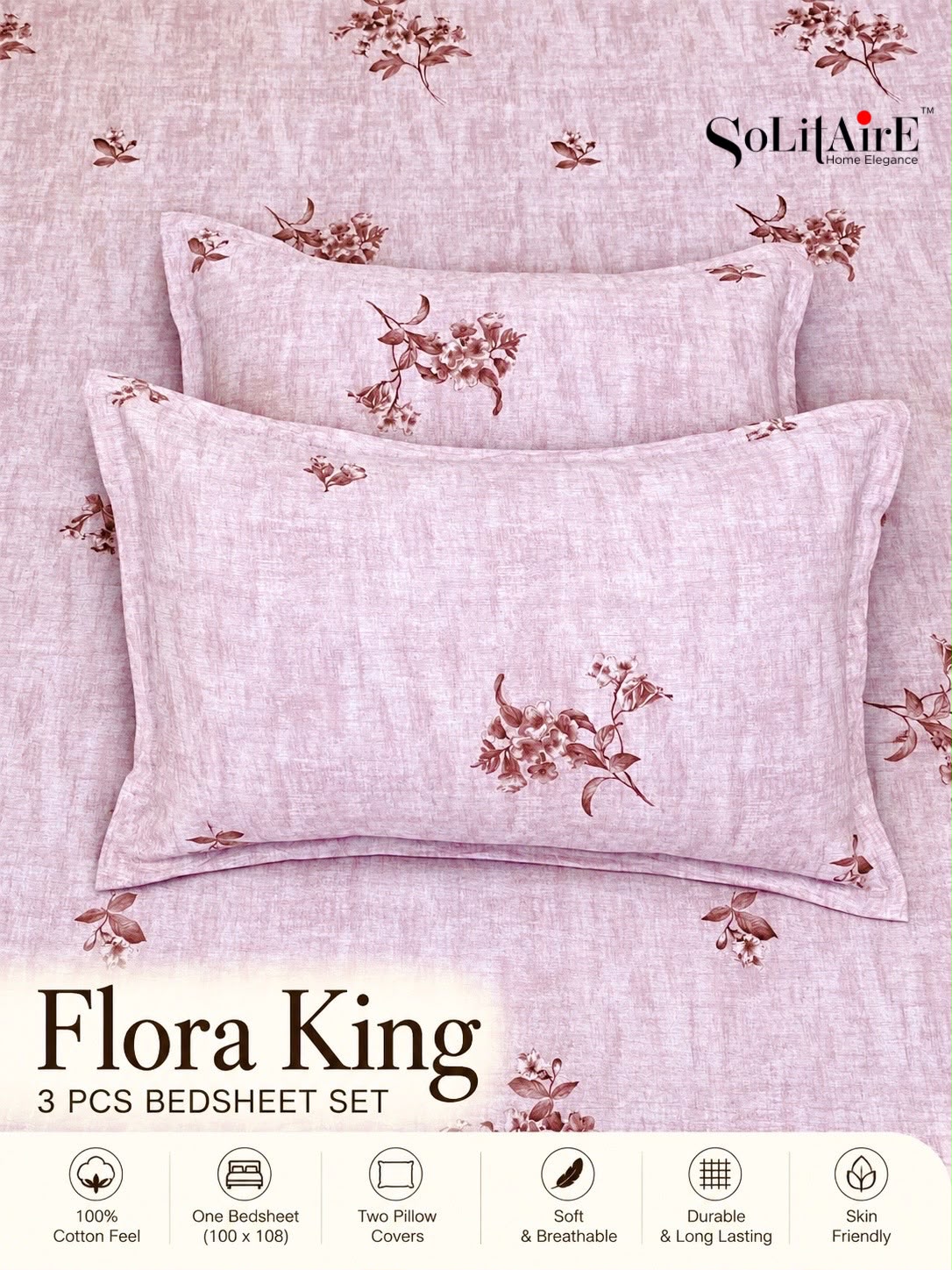 FLORA KING – 3 PCS BEDSHEET SET