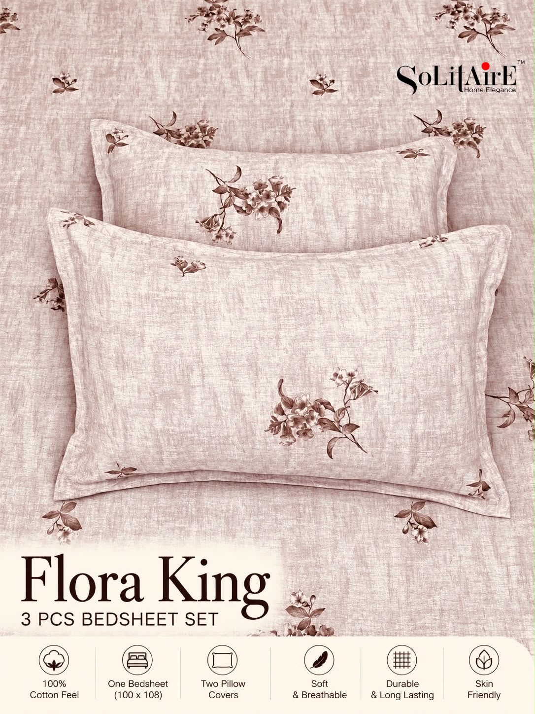 FLORA KING – 3 PCS BEDSHEET SET