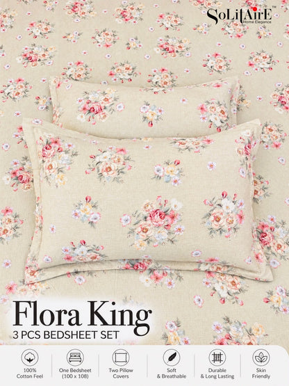 FLORA KING – 3 PCS BEDSHEET SET