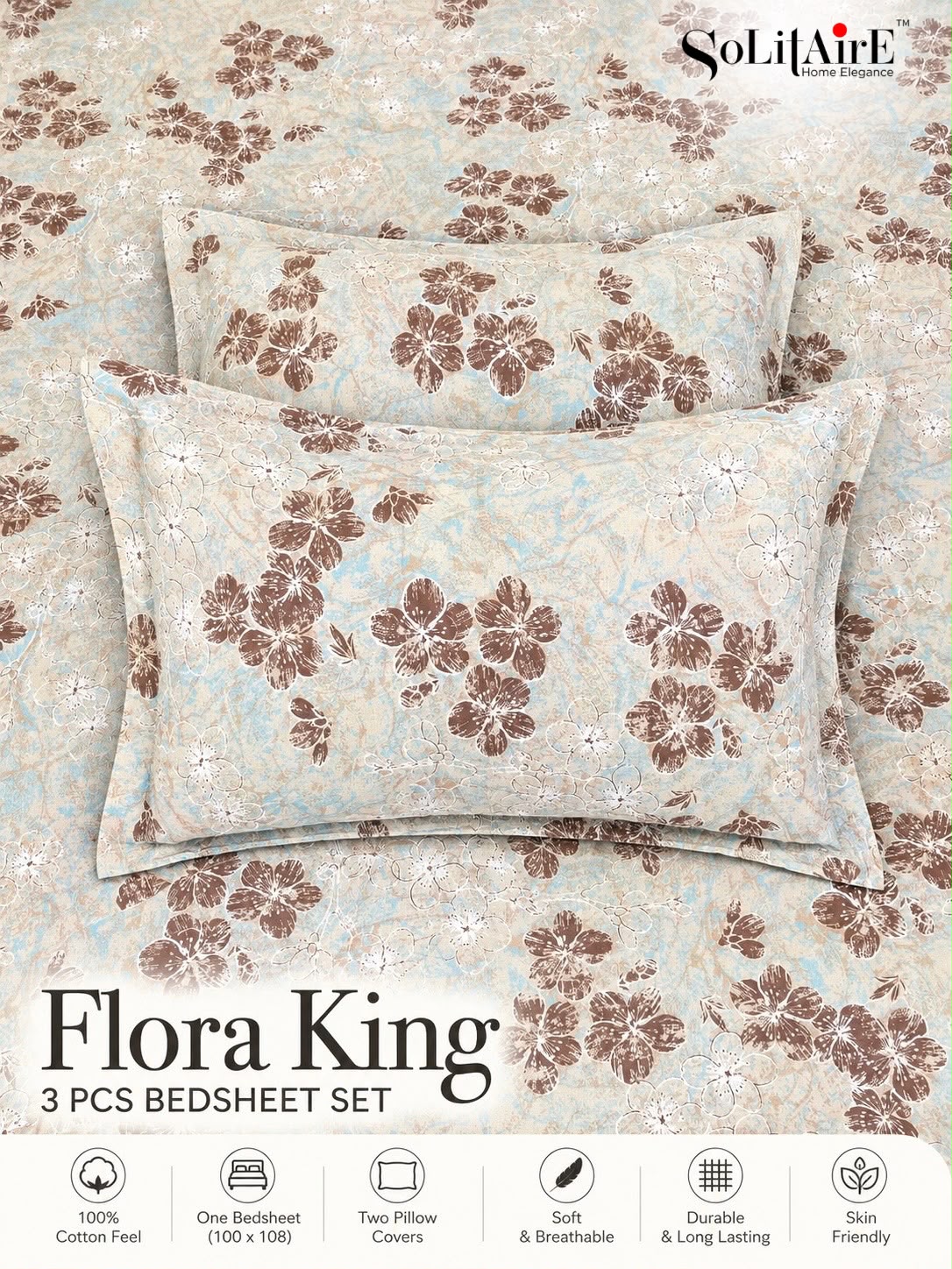 FLORA KING – 3 PCS BEDSHEET SET