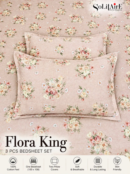 FLORA KING – 3 PCS BEDSHEET SET