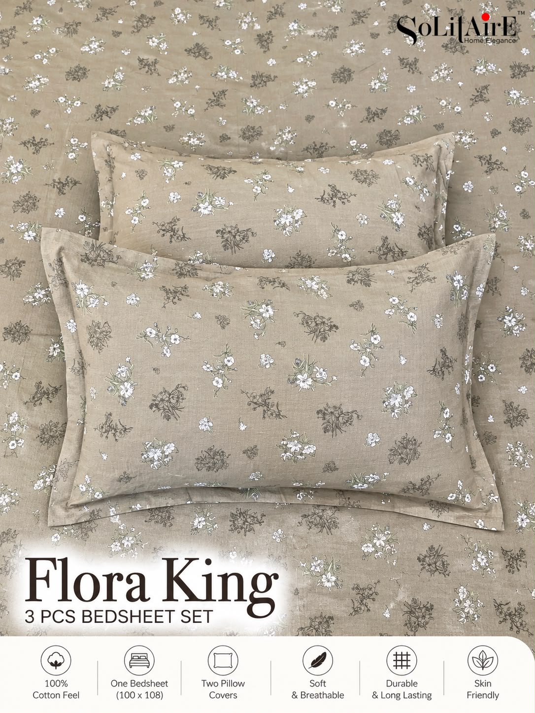 FLORA KING – 3 PCS BEDSHEET SET